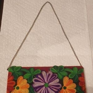 New Handmade Indian Embroidered Floral Clutch Bag